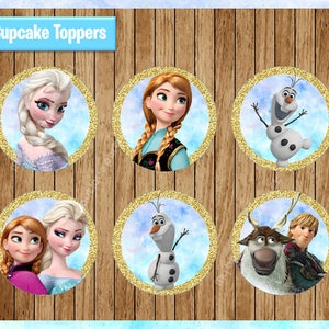 Frozen Toppers instant download, Printable Princess party cupcakes Topper, Princess Elsa cupcakes toppers