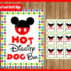 Mouse Clubhouse Hot Diggity Dog Bar Party Sign, Printable DIY, Clubhouse party signs, 5x7 and 8x10, INSTANT DOWNLOAD