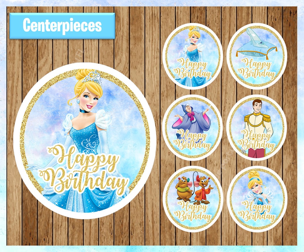 Cinderella centerpieces Princess Printable centerpieces Cinderella Princess party centerpieces Instant download
