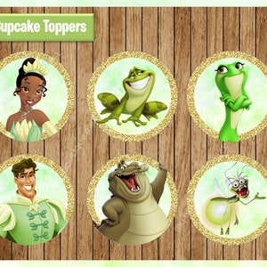 Princess Tiana Toppers instant download, Printable Princess party cupcakes Topper, The Princess and the Frog cupcakes toppers