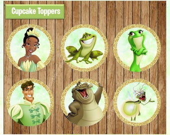 Princess Tiana Toppers instant download, Printable Princess party cupcakes Topper, The Princess and the Frog cupcakes toppers