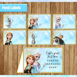 Frozen Food labels, Printable Princess Food tent cards, Princess Elsa party Food labels, personalized, Editable, Type