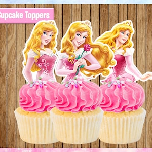 Princess Aurora Cupcake Toppers,Printable Party Favors, Sleeping Beauty Cupcake Toppers,  PRINTABLE INSTANT DOWNLOAD