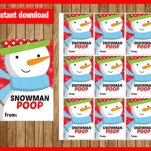 Schneemann Poop Geschenkanhänger - Weihnachtsgeschenkanhänger - Weihnachtsgeschenkanhänger - Schneemann Anhänger - Instant Download