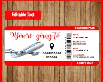 Fake Plane Ticket Etsy