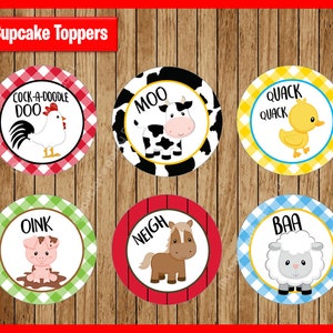 Farm Cupcake Toppers Farm Animal Cupcake Toppers Barn Cupcake Toppers Farm Birthday Barnyard Partym, instant download