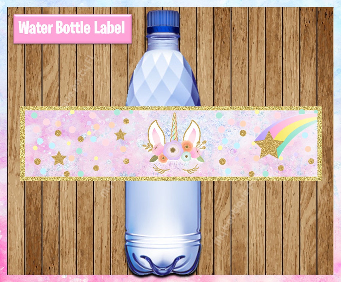 Unicorn Water Bottle Labels Printable Unicorn Water Labels | Etsy
