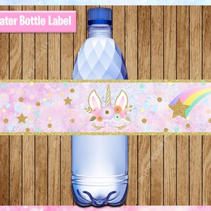 Unicorn Water Bottle Labels, Printable Unicorn water labels, Unicorn party water labels Instant download