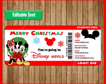 DisneyWorld Surprise Trip, Christmas Gift, Surprise Trip to DisneyWorld EDITABLE text, INSTANT DOWNLOAD