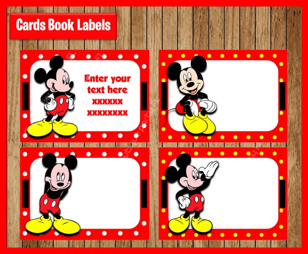 Mickey Mouse Printable Cards, Tags, Book Labels, Stickers, Kids Cards, Gift  Tags, Labeling, Scrapbooking EDITABLE INSTANT DOWNLOAD - Etsy