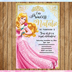Princess Aurora Party Invitation, Sleeping Beauty printable Invitation Customizable Template Editable PDF File, You Fill and Print