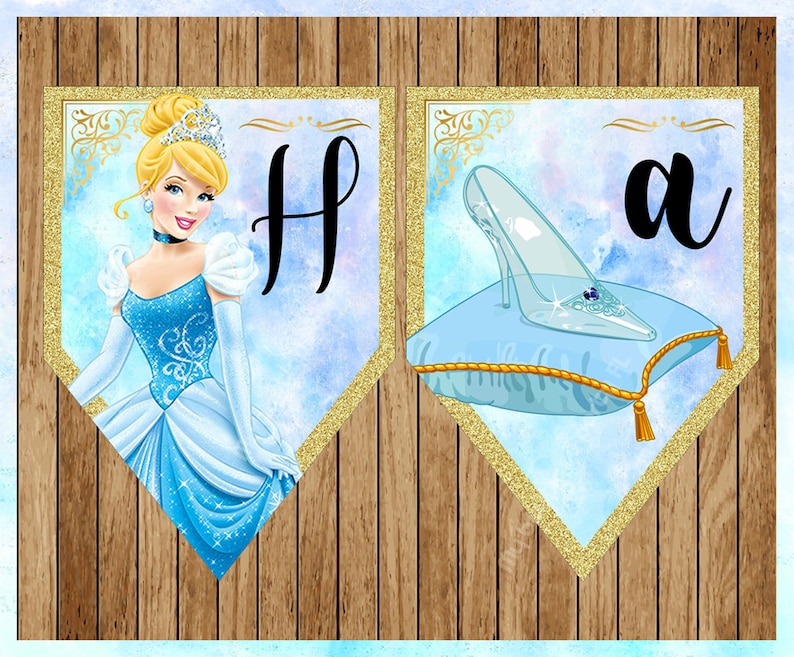 Cinderella Banner Printable Disney Princess Triangle Banner Etsy