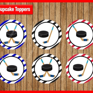 Hockey Toppers instant download, Printable Hockey party cupcakes Topper, Hockey cupcakes toppers