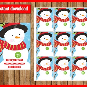 Schneemann-Geschenkanhänger - Weihnachtsbevorzugungs-Tags - Weihnachtsgeschenkanhänger - Schneemann-Tags - TYP Ihren eigenen Text - Bearbeitbar