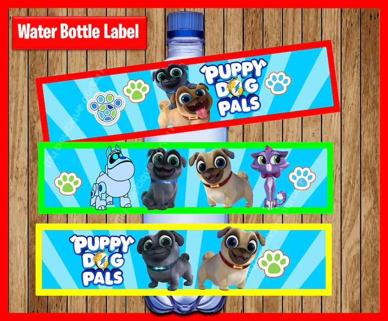Puppy Dog Pals Water Bottle Label Instant Download Printable - Etsy
