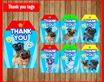 Puppy Dog Pals thank you tags instant download, Printable Puppy Dog Pals party tags, Puppy Dog Pals thank you tags