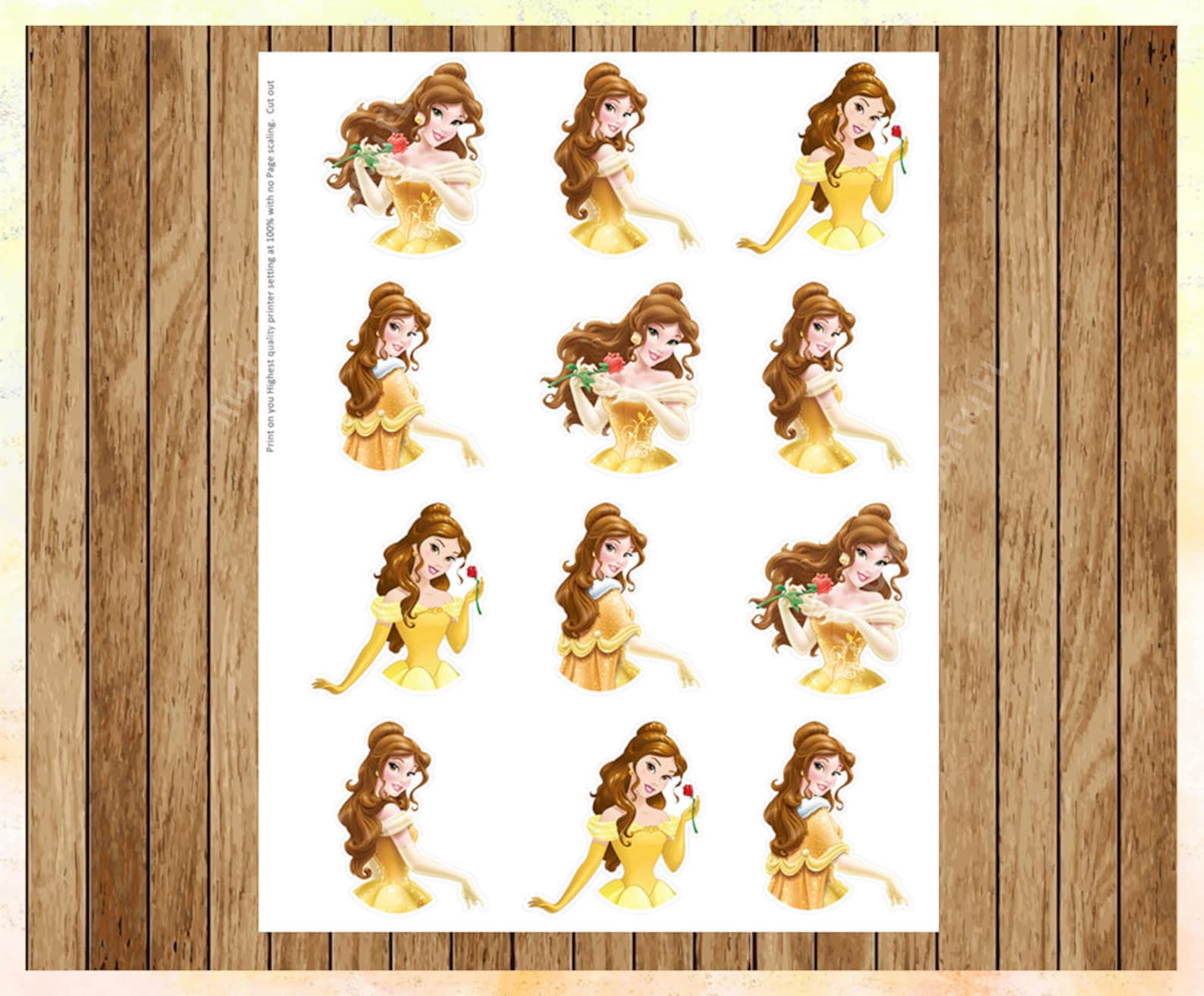 Princess Belle Cupcake Toppers Beauty &amp; The Beast Cupcake | Etsy