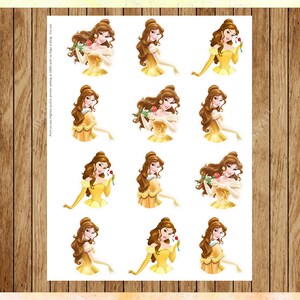 Princess Belle Cupcake Toppers, Beauty &amp; the Beast Cupcake Toppers ...