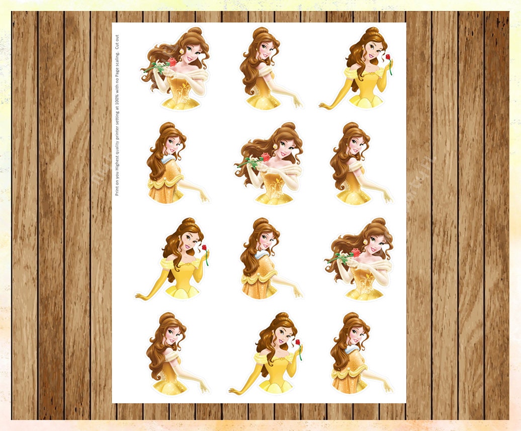 Princess Belle Cupcake Toppers Beauty The Beast Cupcake Etsy Princess Belle Cupcake Toppers Beauty The Beast Cupcake Etsy