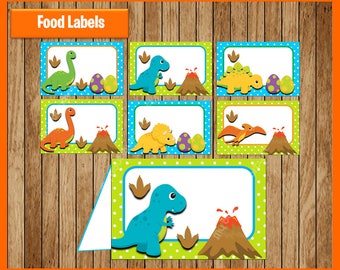 Dinosaurs Food Tent Cards instant download, Printable Dinosaur party Food labels, Dinosaurs Food table labels