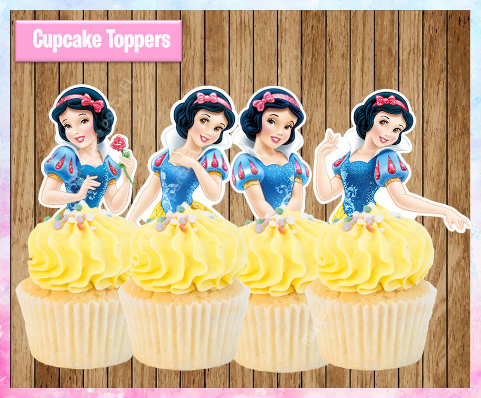Princess Snow White Cupcake Toppers Disney Cupcake Toppers Etsy
