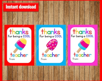 Teacher Appreciation Cards instant download, Printable Teacher Appreciation Gift Tag , Cool teacher gift tags