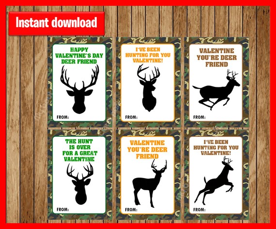 Deer Hunter Valentine's Day Cards Deer Friend Camo | Etsy