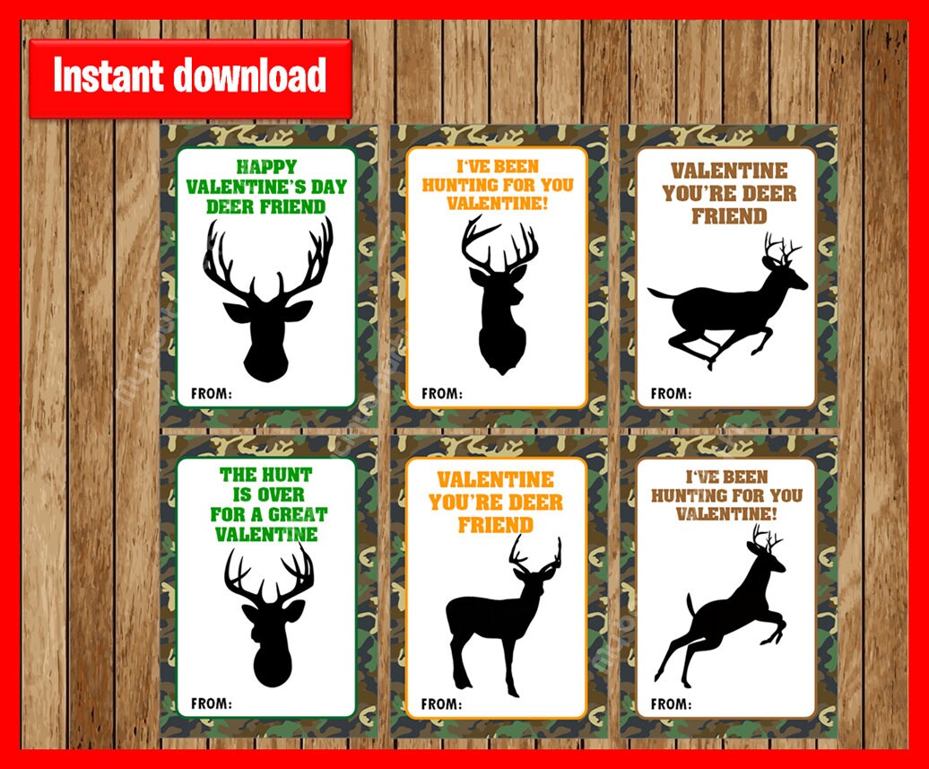 Deer Hunter Valentine's Day Cards Deer Friend Camo | Etsy