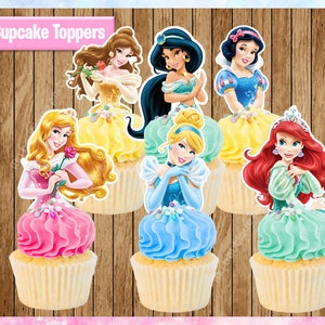 Princess Cupcake Toppers, Classic Princess&#39;s Cupcake Toppers, Printable Party Favors, PRINTABLE Instant Download