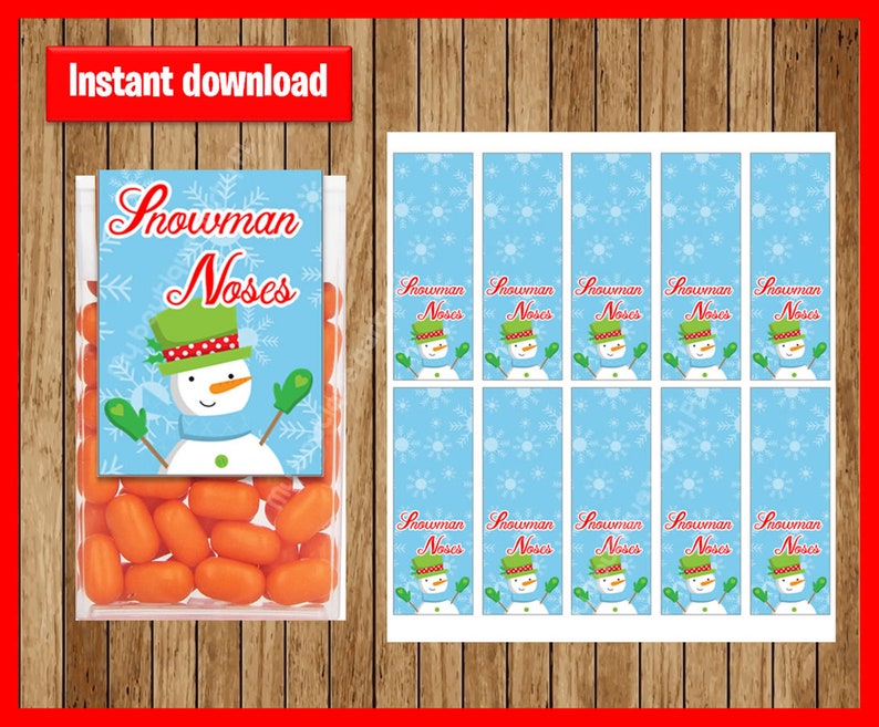 Tic Tac Snowman Noses Printable Party Package Snowmen Etsy