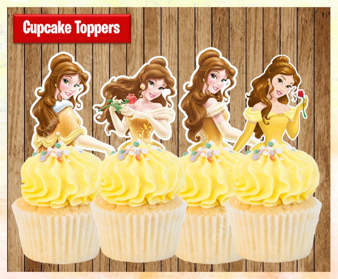Princess Belle Cupcake Toppers, Beauty & the Beast Cupcake Toppers ...