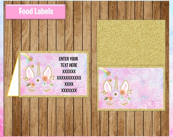 unicorn food labels printable unicorn food tent cards etsy