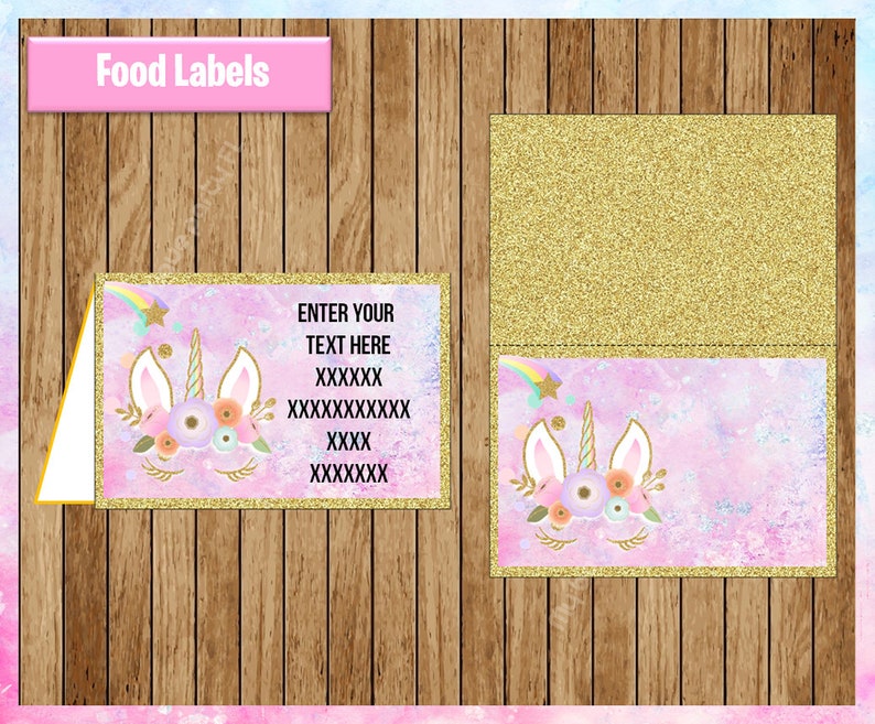 unicorn food labels printable unicorn food tent cards etsy