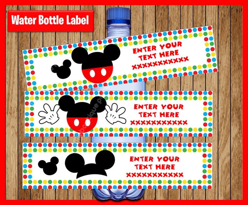 mickey mouse water bottle label instant download printable etsy