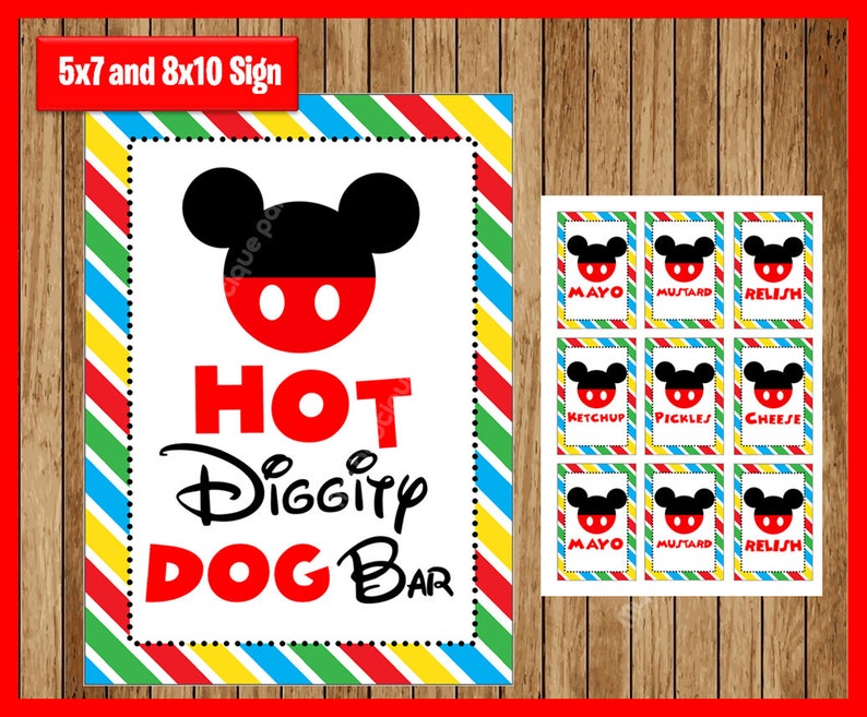 Mouse Clubhouse Hot Diggity Dog Bar Party Sign Printable DIY | Etsy
