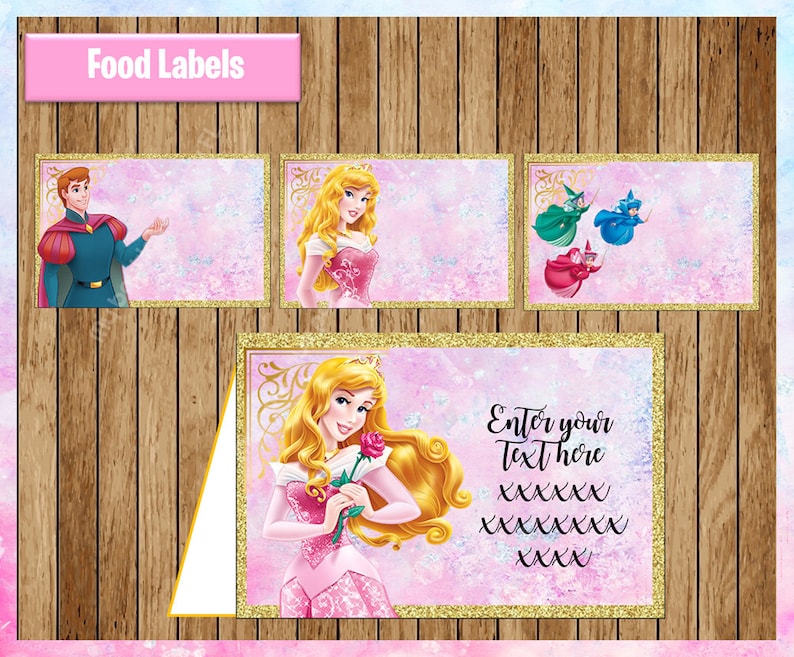 Princess Aurora Food Labels Printable Disney Princess Food | Etsy