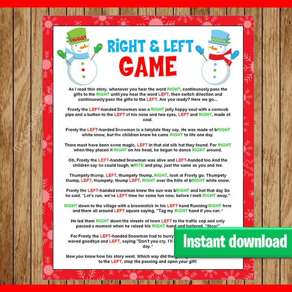 Left Right Baby Shower Game - Etsy