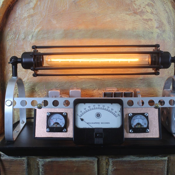 The Streamliner, A Retro Steampunk Touch Activated Decorative Lamp, made from upcycled vintage components