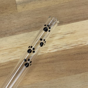 Pawprint Glass straw , paw print glass straw, animal straw