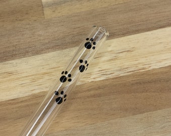 Pawprint Glass straw , paw print glass straw, animal straw