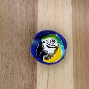 Blue gold macaw Lampwork bead, parrot bead, parrot lampwork bead