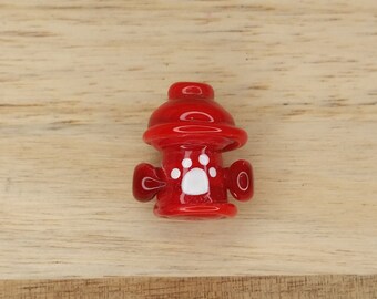 1 Fire Hydrant pawprint lampwork glass beads  , dog bead, pawprint bead