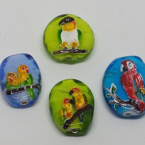 Custom  parrot Lampwork Glassbead or  sterling silver Pendant