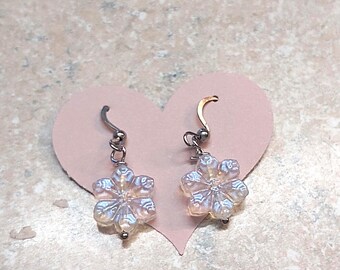 Snowflake beaded earrings , Christmas earrings, Christmas earrings ,stainless steel hooks