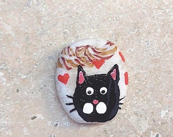 Heart cat lampwork bead, cat bead, glass cat bead