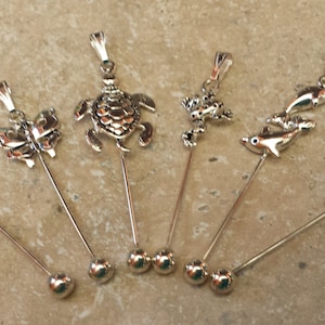 beadable pendant bar , Animal changeable bead bar silver plated