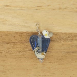 Ocean bird heart Lampwork Glass bead pendant Lavender