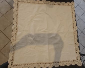 1 VINTAGE large square table doily 22"x22""
