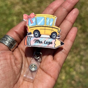 Porta badge avvolgibile personalizzato in velcro intercambiabile per insegnanti, amministratori e scuolabus