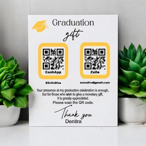 Abschluss QR-Tischschild, Acryl, Venmo, Apple Pay, CashApp Double QR-Code-Ständer 2 Größen erhältlich